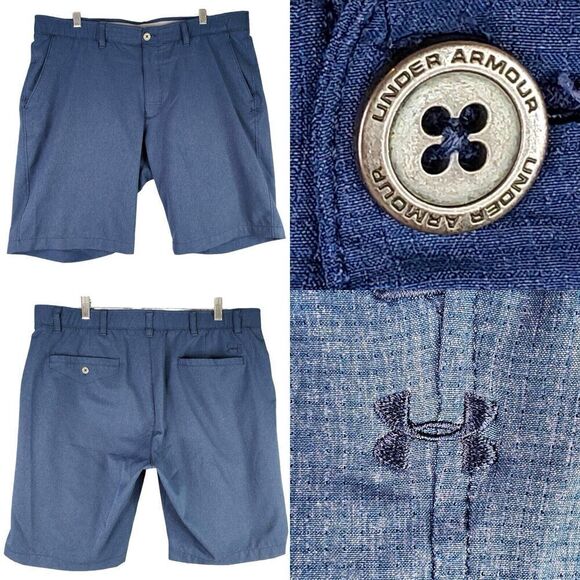 Under Armour UA Mens Size 40 Tech Golf Chino Flat Front Shorts Solid Blue - Picture 1 of 10